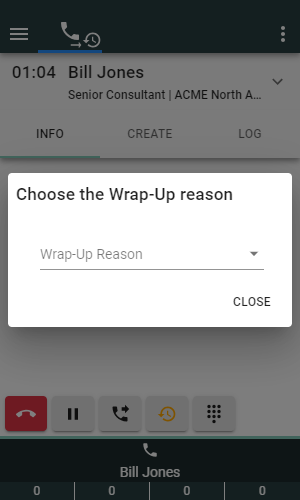 Wrap-Up Button