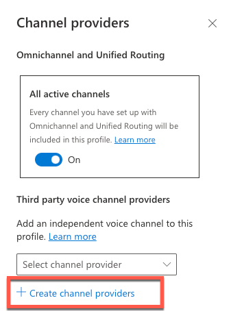 Create Channel provider Create channel provider