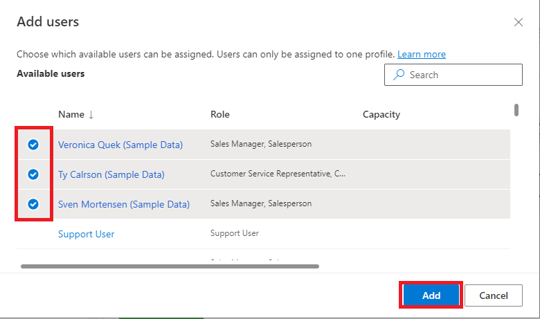 Profile Add desired Users Profile Add desired Users