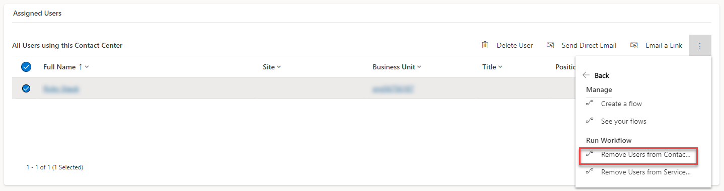 Remove Users, selecting flow Remove Users, selecting flow