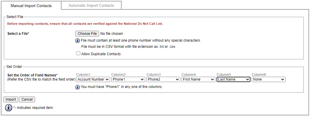 Outbound Dialer Import Outbound Dialer Import