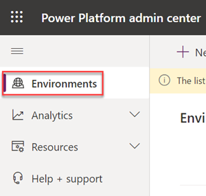 Advanced Settings Power Platform Environments