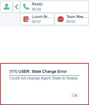 Error Message User. State Change Error