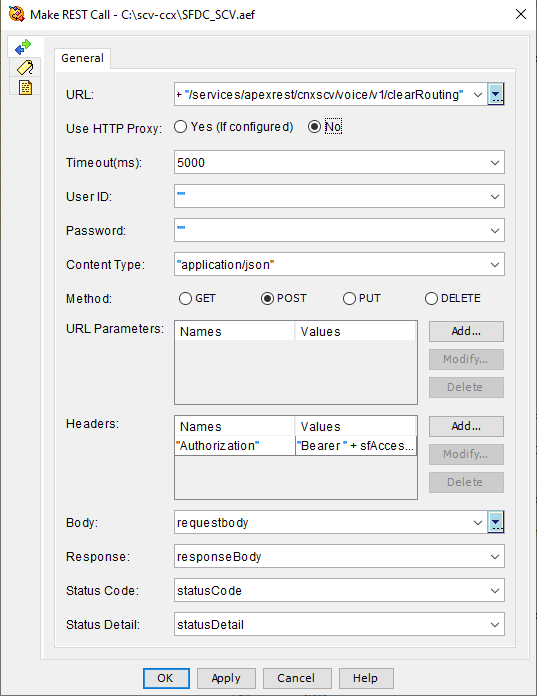 REST node to clear call REST node to clear call