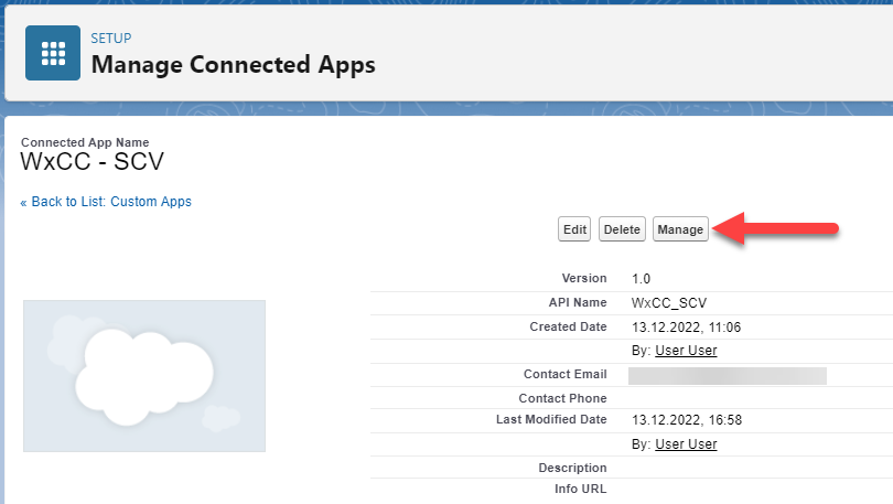 Manage Connected App Manage Connected App