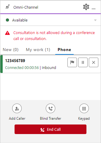 Alert! Consultation not allowed during conference call or consultation