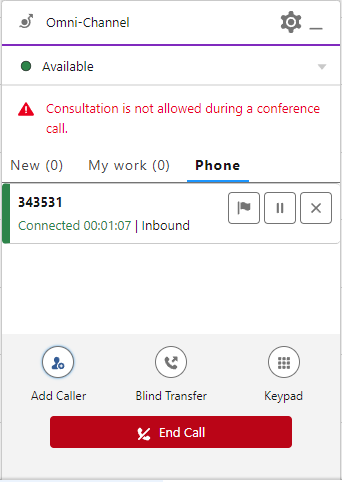 Alert! Consultation not allowed during conference call