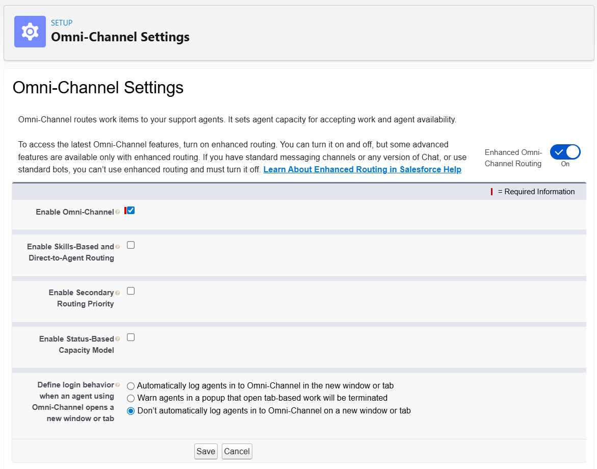 Omni-Channel Settings Omni-Channel Settings