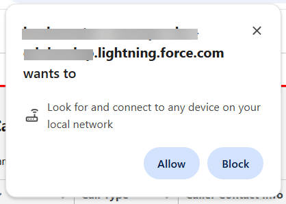 Local Network Access permission dialog