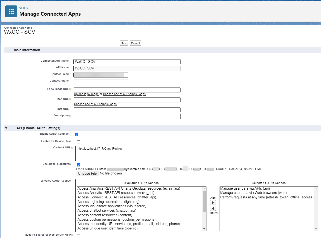 Manage Connected App Manage Connected App