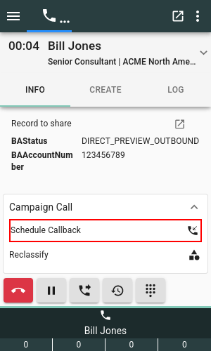 Button to schedule callback