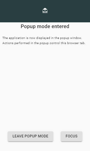 Popup mode entered Popup mode entered