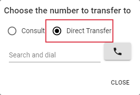 Transfer Call select Transfer Call select