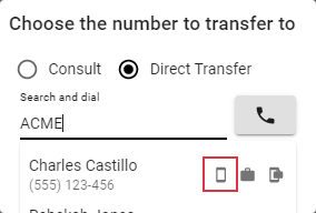 Transfer Call search Transfer Call search