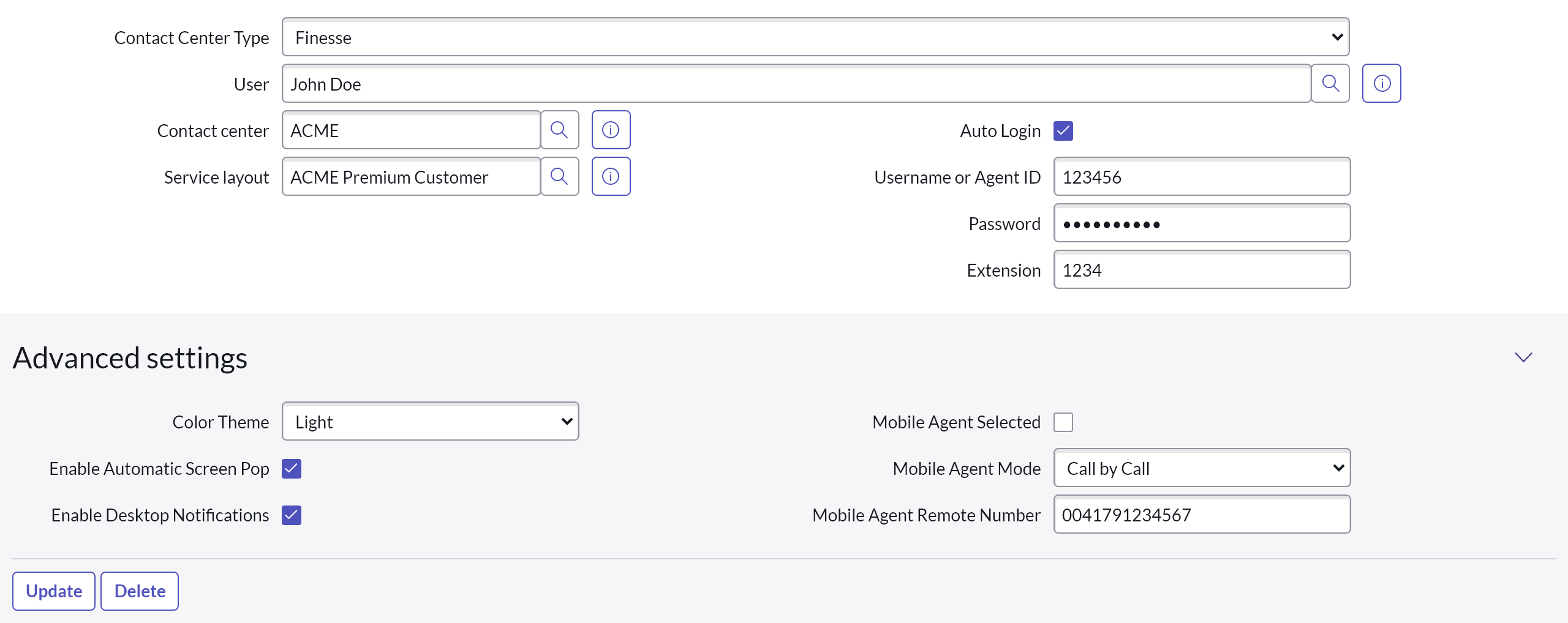 My Agent Settings