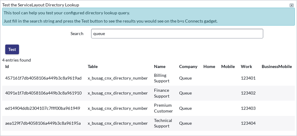 Directory Lookup Tester Directory Lookup Tester