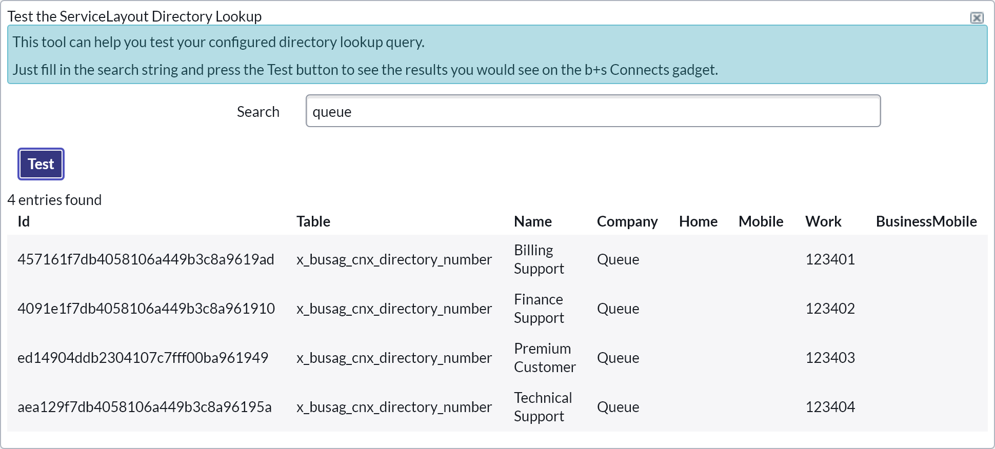 Directory Lookup Tester Directory Lookup Tester