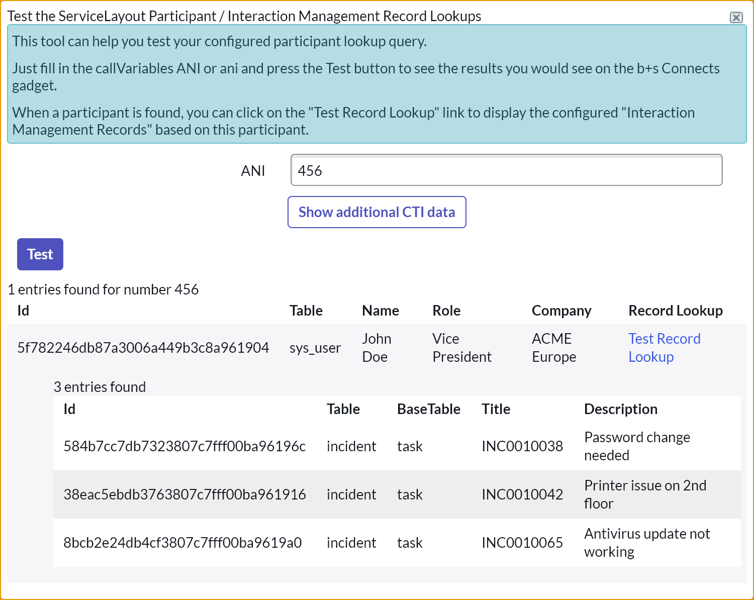 Participant Lookup Tester Participant Lookup Tester