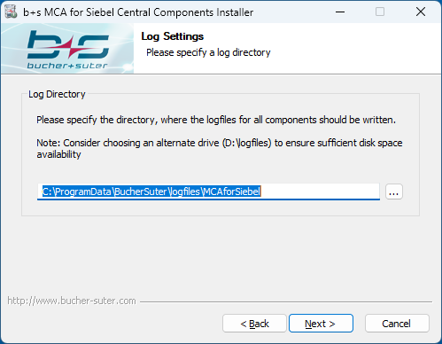 Central Components Config Log Central Components Install Service