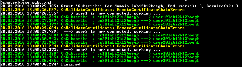 Chat-Sub Tool Console Output Chat-Sub Tool Console Output