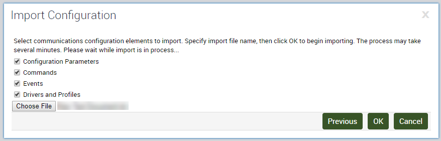 Import Siebel Configuration Selection Import Siebel Configuration Selection