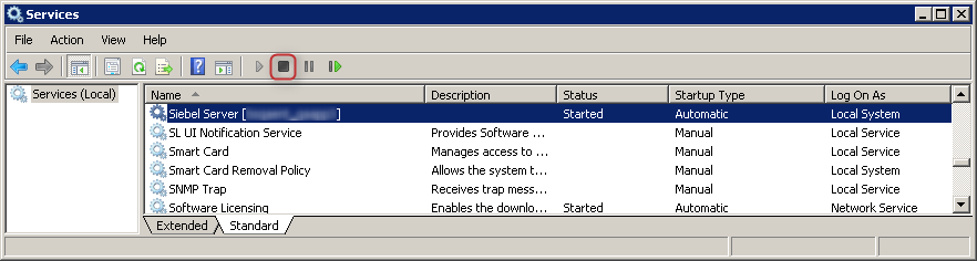 Siebel Server Stop Service Siebel Server Stop Service
