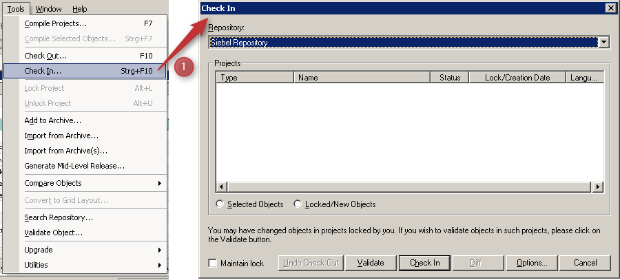 Siebel Tools Check In - Account Siebel Tools Check In - Account