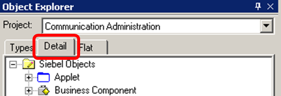 Siebel Tools Object Explorer Detail Tab Siebel Tools Object Explorer Detail Tab