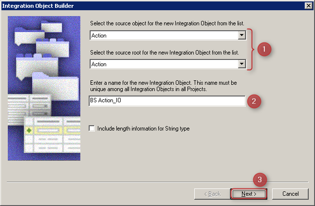 Siebel Tools Integration Object Builder BS Action_IO