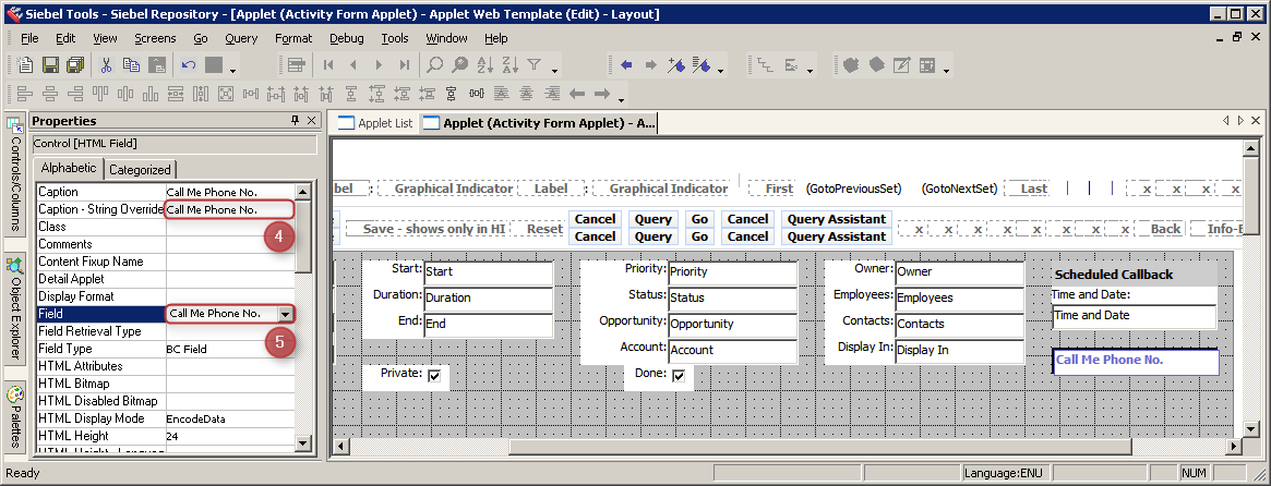 Siebel Tools Web Layouts - Call Me Siebel Tools Web Layouts - Call Me