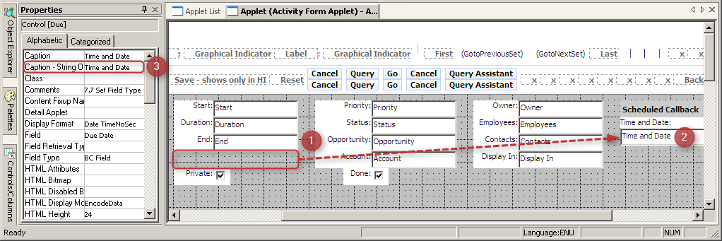 Siebel Tools Web Layouts - Due Field Siebel Tools Web Layouts - Due Field