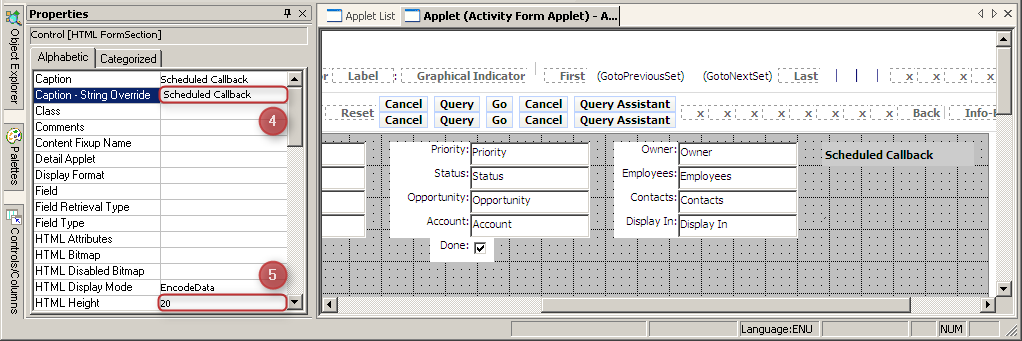 Siebel Tools Web Layouts - Schedule Callback Siebel Tools Web Layouts - Schedule Callback