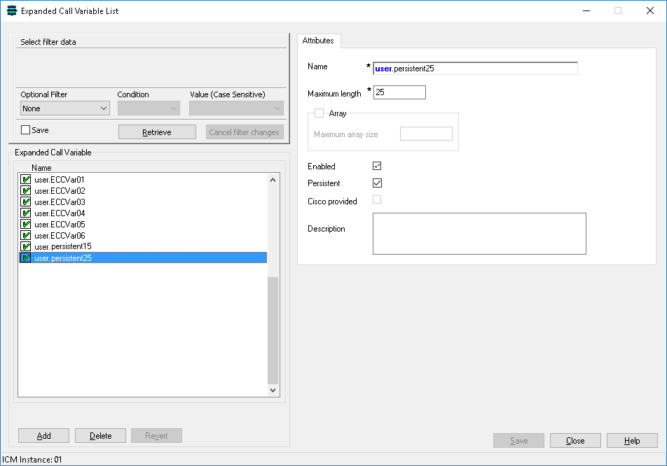 Expanded Call Variable List